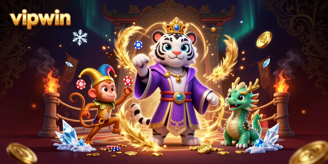 Experience excitement with vipwin as a white tiger and friends bring the casino to life.