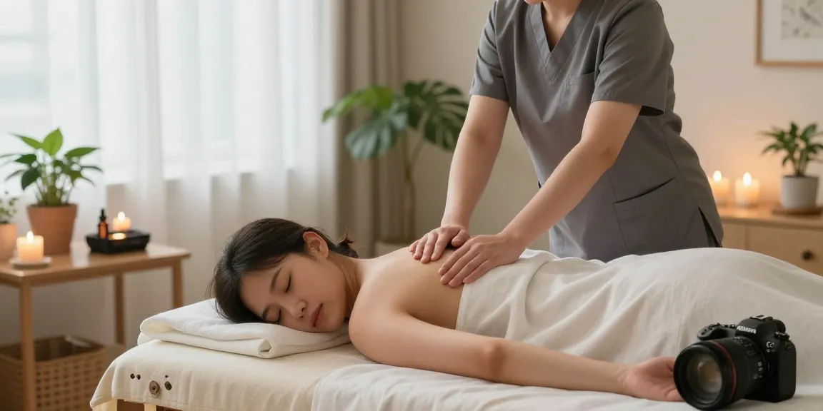 Professional 부천출장안마 service in a calming wellness environment with soothing massage elements.