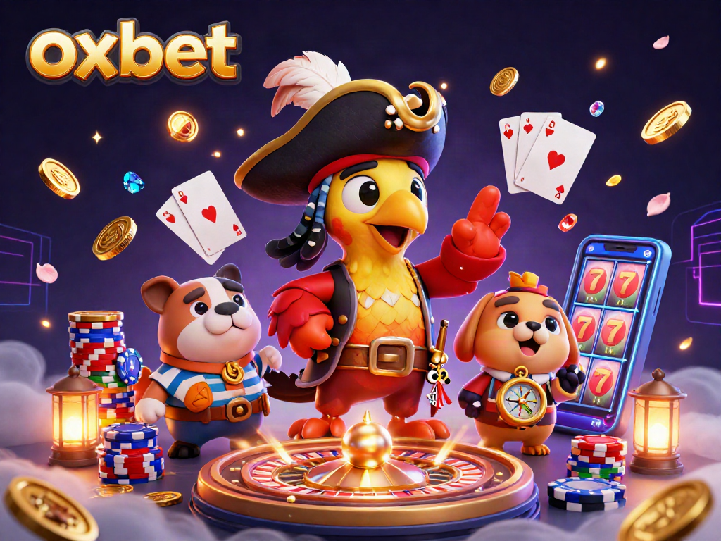 Experience thrilling games at oxbet with a pirate captain, bulldog, and cat navigating riches.
