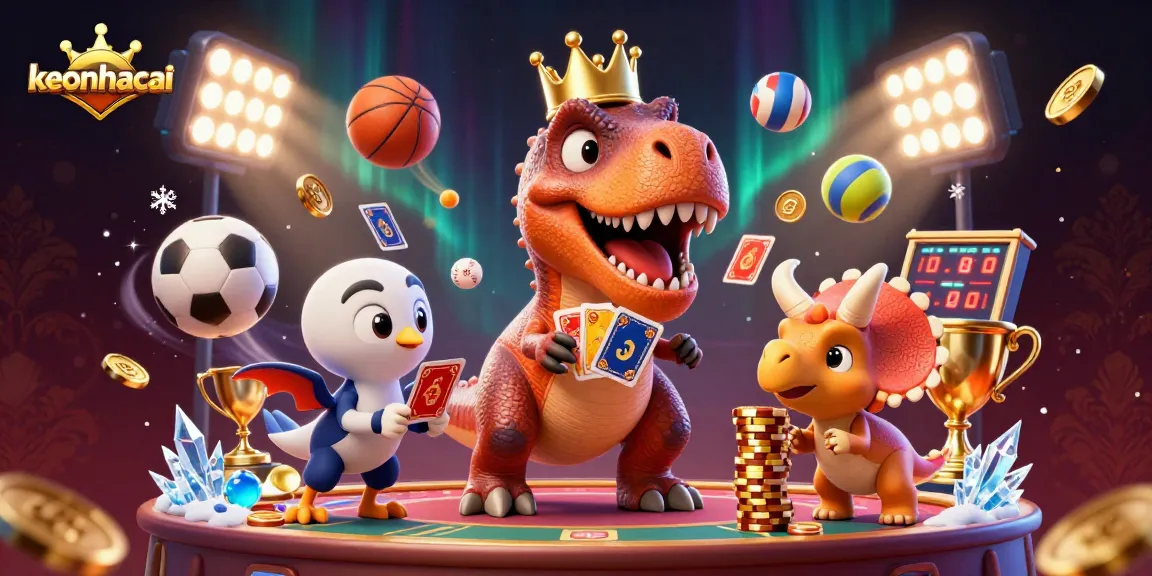 Engage with keonhacai for thrilling sports betting action featuring animated dinosaurs.