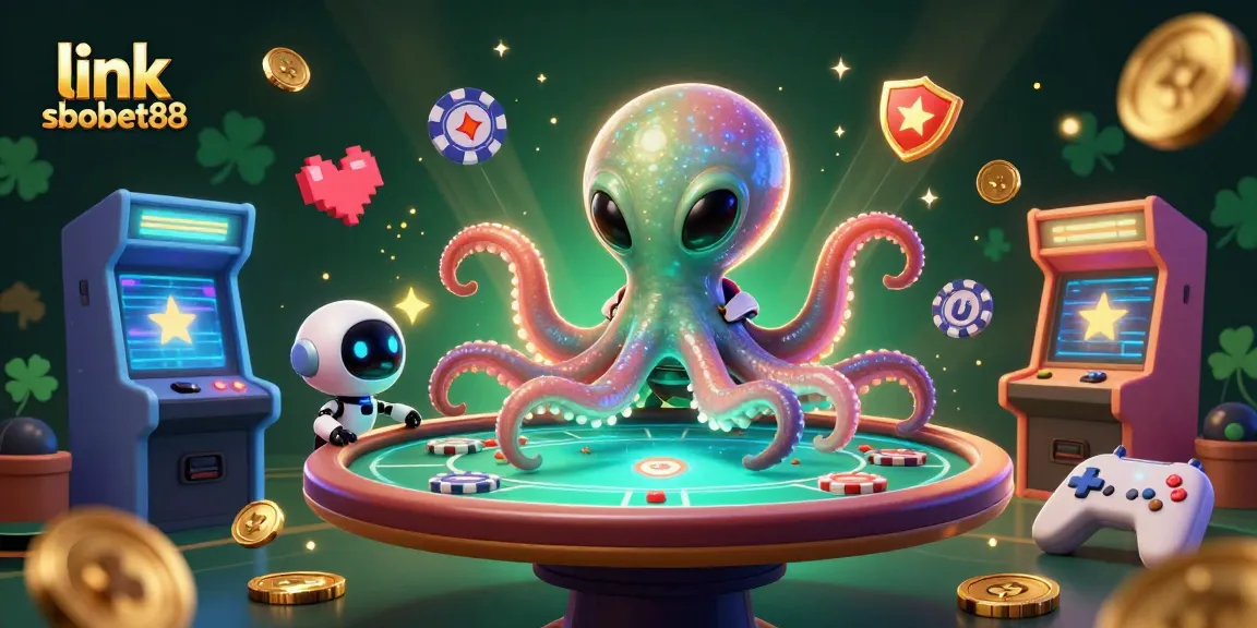 Experience exciting gameplay with link sbobet88 in this vibrant alien casino scene.