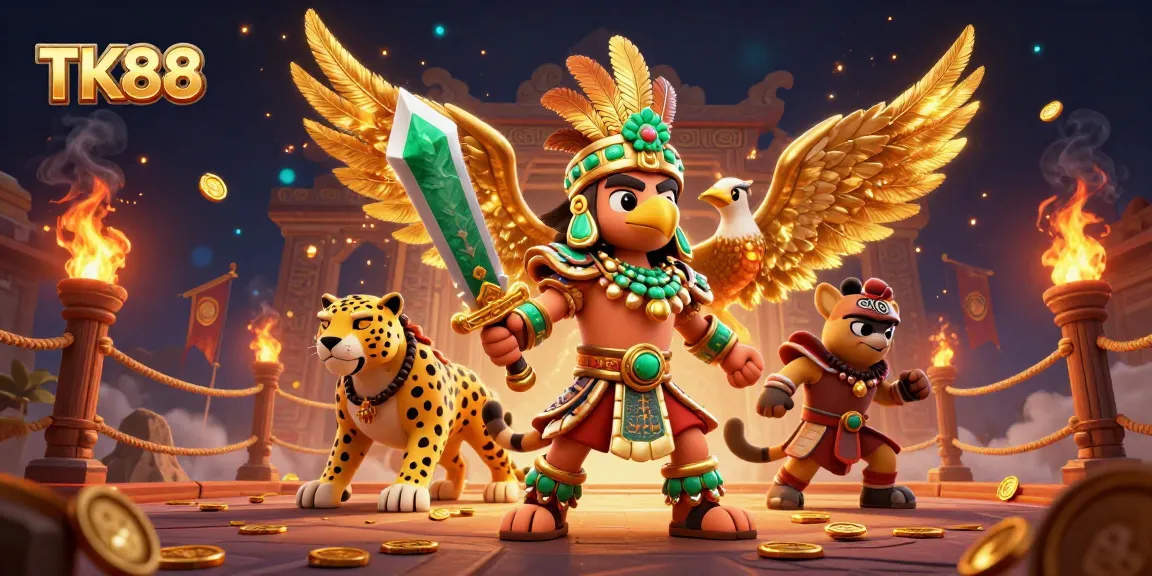 Engage in thrilling battles and win with TK88 at the vibrant Aztec-themed casino arena.