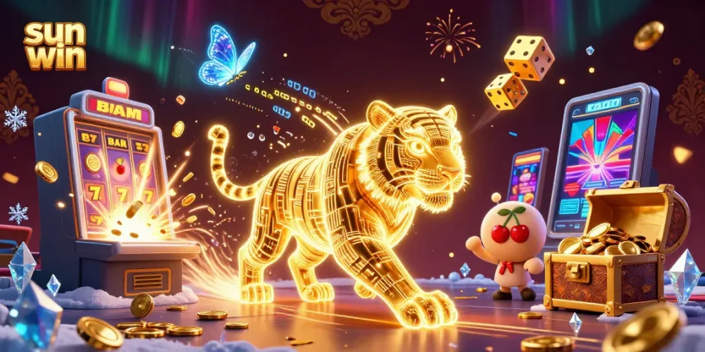 Join the exhilarating world of sun win, where golden tigers and vibrant games create an electrifying casino atmosphere.