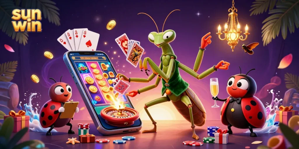 Spin and win big with vibrant slot games from sun win showcasing creative casino characters.